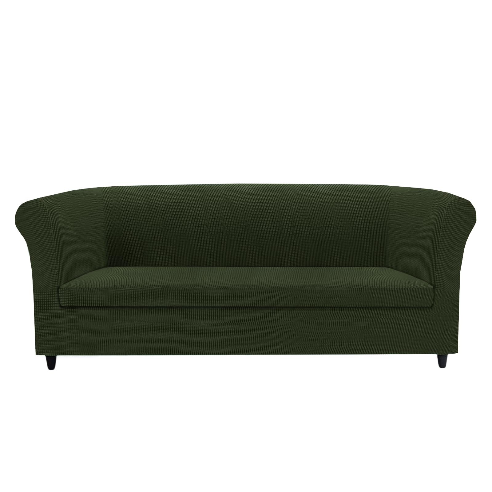 KYJSW Chesterfield Sofa Cover Stretch Jacquard Fabric Couch Slipcover With Armrests Cushion Cover Seat Cover Non-Slip Furniture Protector (Army green,LOVESEAT+1PC SMALL 2-SEAT)