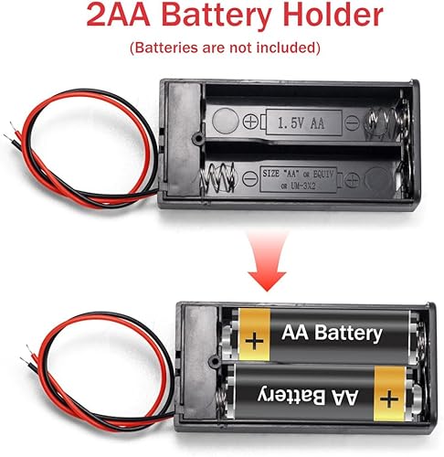 Miniatura 5 de LampVPath 5 soportes de batería AA con interruptor, 2 fundas de batería AA de 1.5 V con cables e interruptor de encendidoapagado (paquete de 5)
