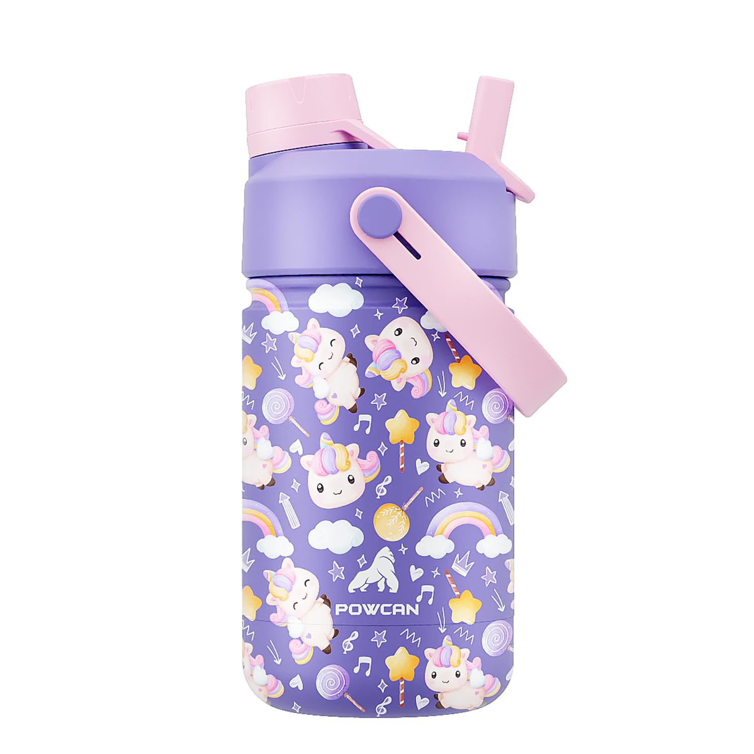 12 oz Insulated Water Bottle for Kids 2-in-1 Straw Spout Lid Spill-proof BPA-Free Easy Clean Keep Cold 24H