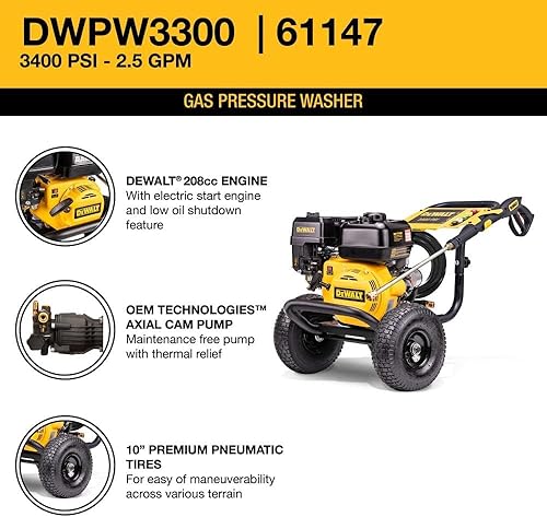 Miniatura 3 de DEWALT 61147S 3300 PSI 2.4 GPM Lavadora a presión de gas con motor OEM