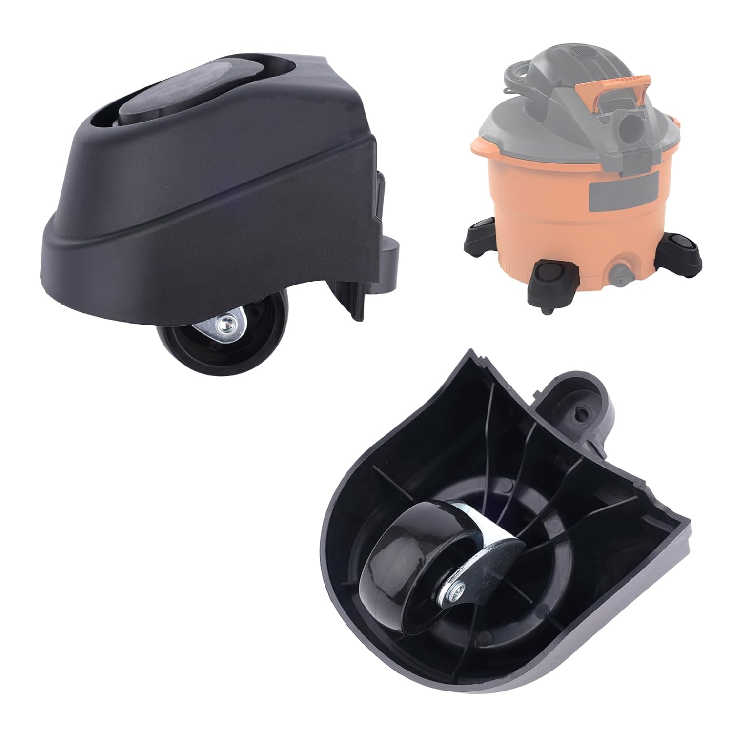 4pcs 12388 & 12293 Foot Caster Wheel Kit for Rid-GID 6 & 16 Gallon Wet/Dry Vacuum, Vac Attachments Accessories Parts Replacement Casters Fits 20 Gallon Vac