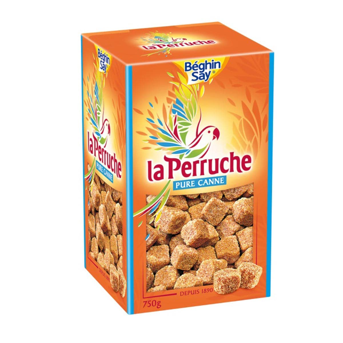 La Perruche - Cubo natural marrón de azúcar de caña 8 x 750 gramos
