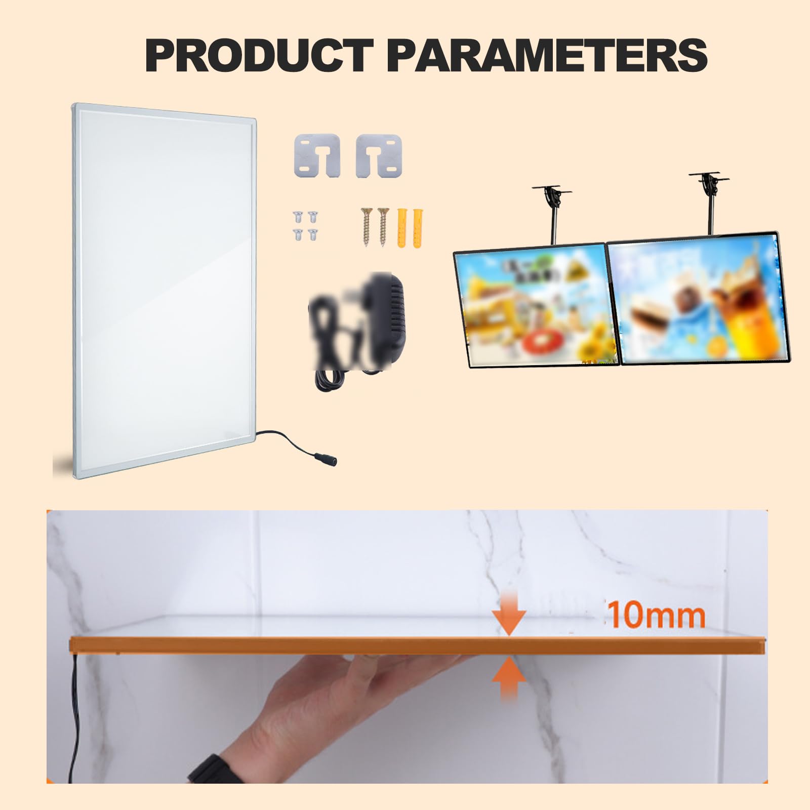 Pantalla LED para publicidad publicitaria, pantalla de publicidad electrónica | Tablero electrónico de menú, caja de luz para restaurante, cafetería, tiendas