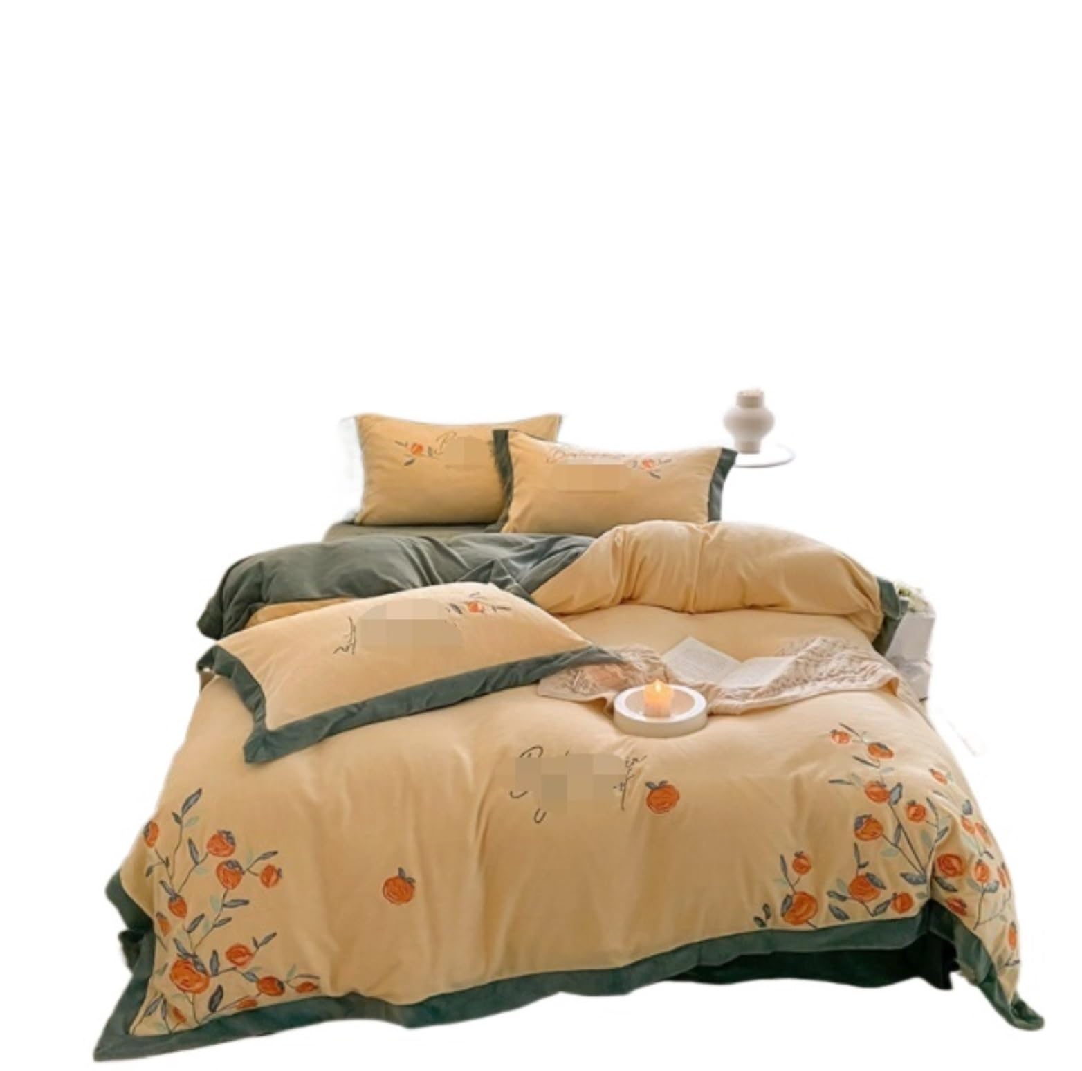 Parure de lit 4 pièces en velours de qualité supérieure pour literie double de 2m