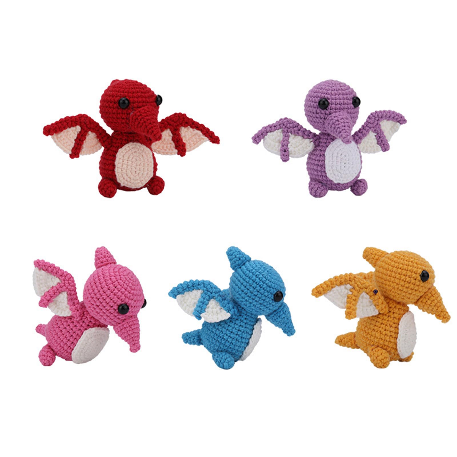 HZGFNBZ Crochet Dragon Kits with Yarn, Crochet Hook, Needle, Knitting Marker, Eyes, Needle Threader, Instruction Artificial Potted Flower