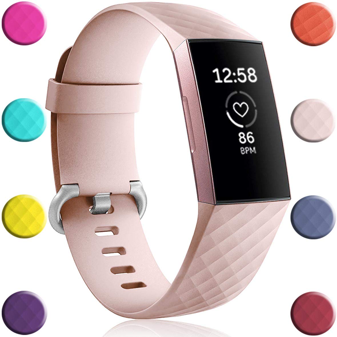 Bands Compatible with Fitbit Charge 4 / Fitbit Charge 3 / Charge 3 SE, Waterproof Replacement Sports Watch Strap Wristbands for Women Men, Small, Pink Sind