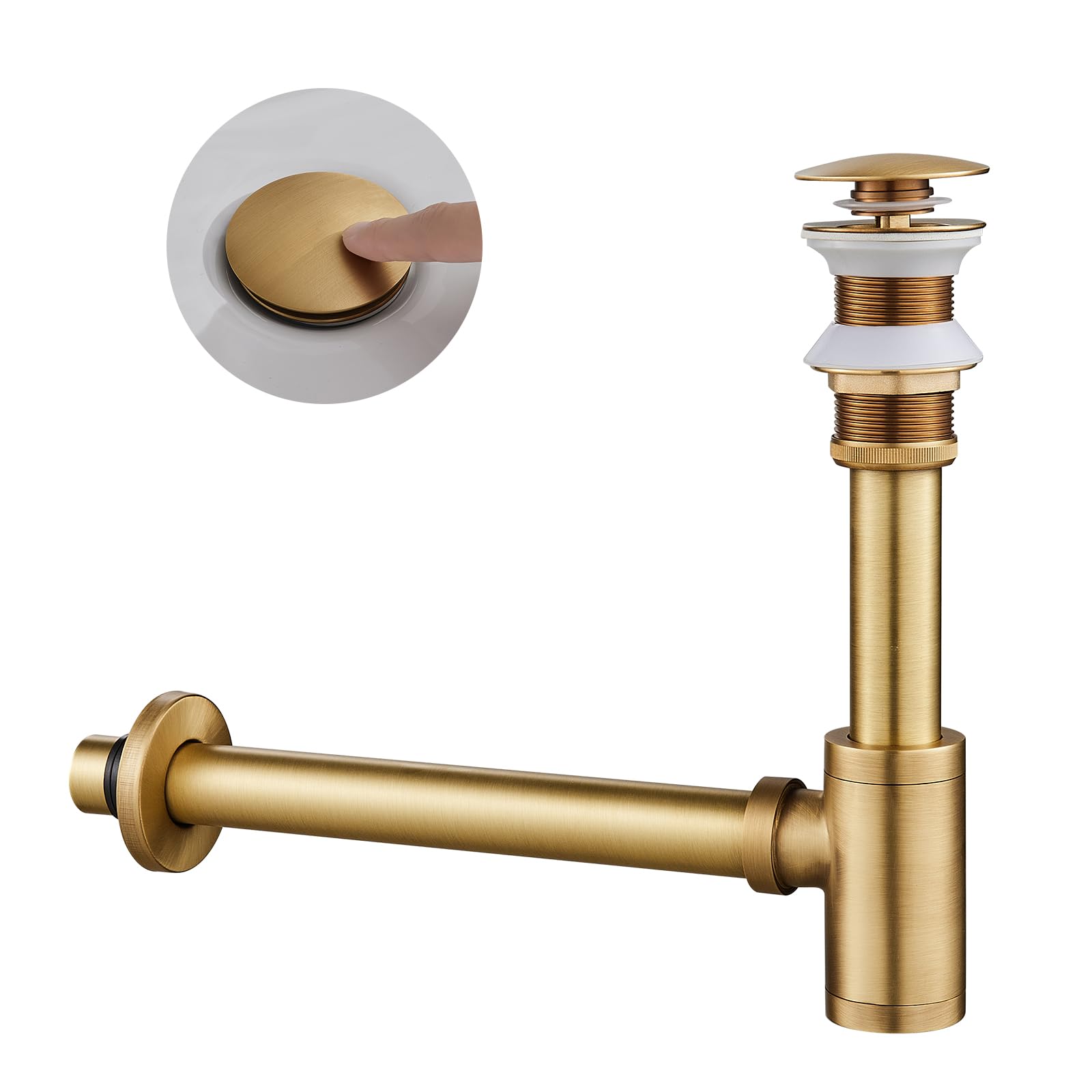 Piège à bouteilles pour lavabo de salle de bain, siphon et valve pop-up sans trop-plein, bouchon de vidange, siphon, chromé antique