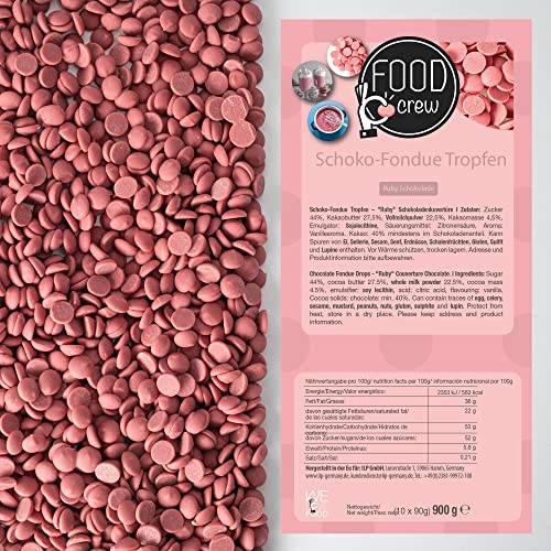 FOOD crew 900 g Belgische Ruby Schokolade Drops - Chocolate Chips – Callets Schokolade für Schokobrunnen – Schoko… – Bild 7