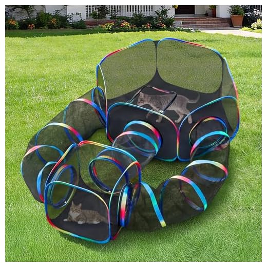 Outdoor Cat Enclosure 5-in-1 Portable Tunnels with Tent Cube Pop up Catio