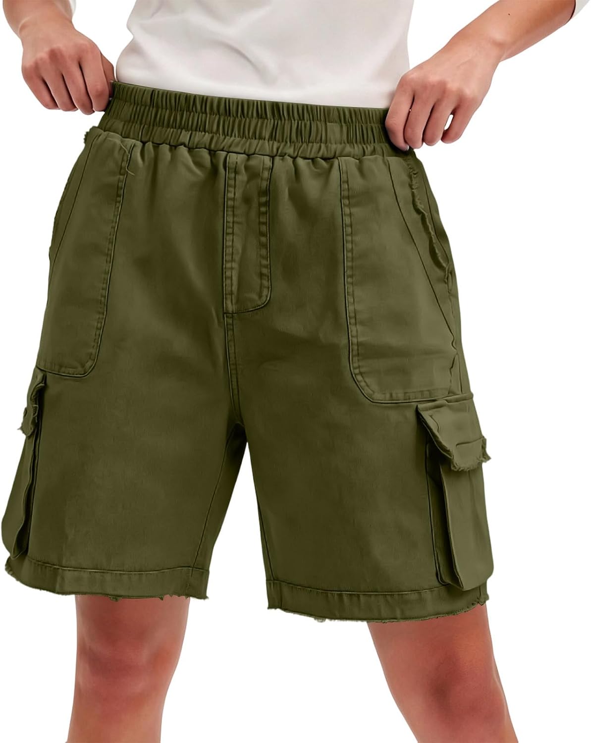 Womens Summer Shorts Relaxed Fit High Waist Casual Hiking Cargo Shorts with 4 Pockets Outdoor Outfits Clothes
