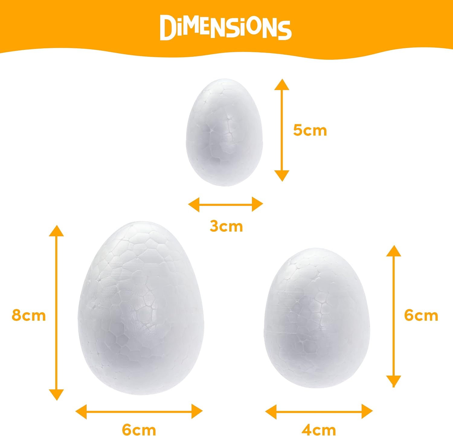 50 Pack - Large Set Assorted Styrofoam Easter Eggs - Variety of Sizes - Ideal Easter Children Arts & Craft Gift for Cutting, Shaping & Painting Decorations