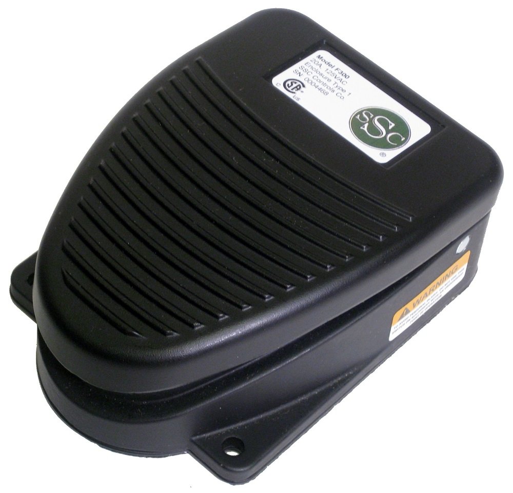 SSC Controls F300 Foot Switch, Maintained Action (Push On/Push Off), Die-Cast, Electrical, Single Pedal, Made in USA