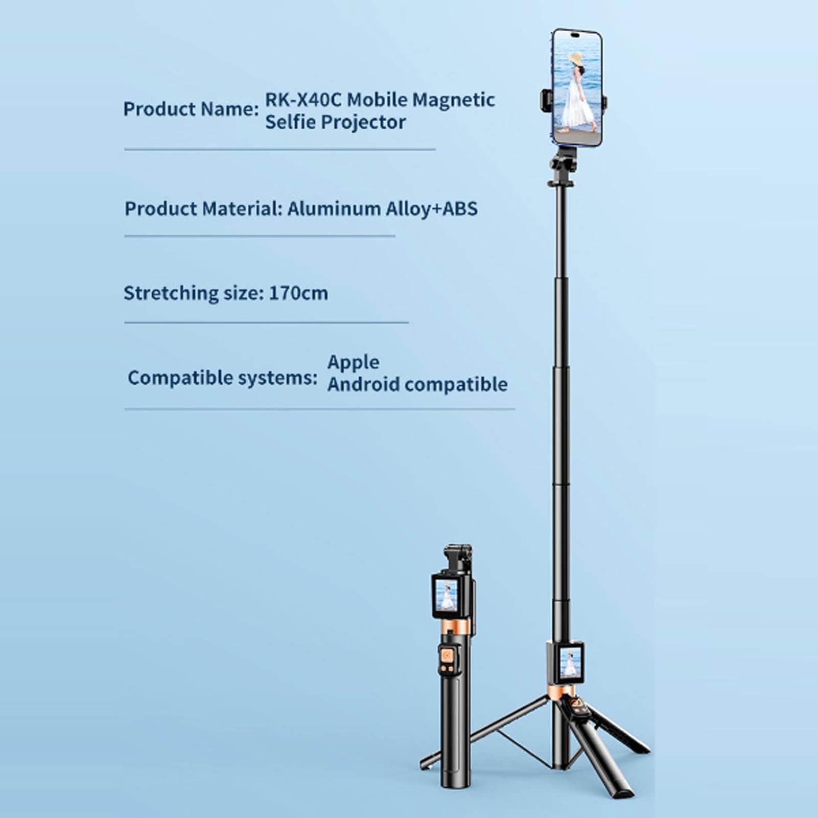 Alomejor Phone Selfie Stick 67-inch, HD Display | Telecomando Bluetooth, Estensibile per foto di gruppo, Rotazione a 360°