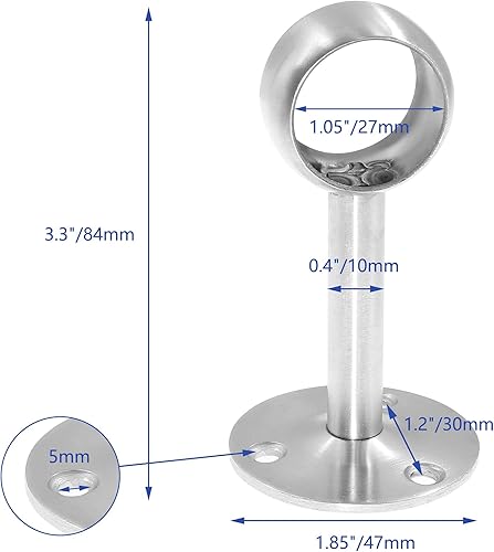 Miniatura 3 de Jiozermi 4 soportes de barra de cortina de montaje en techo de 1 pulgada, soporte para barra de barra de armario de brida, enchufe de barra de