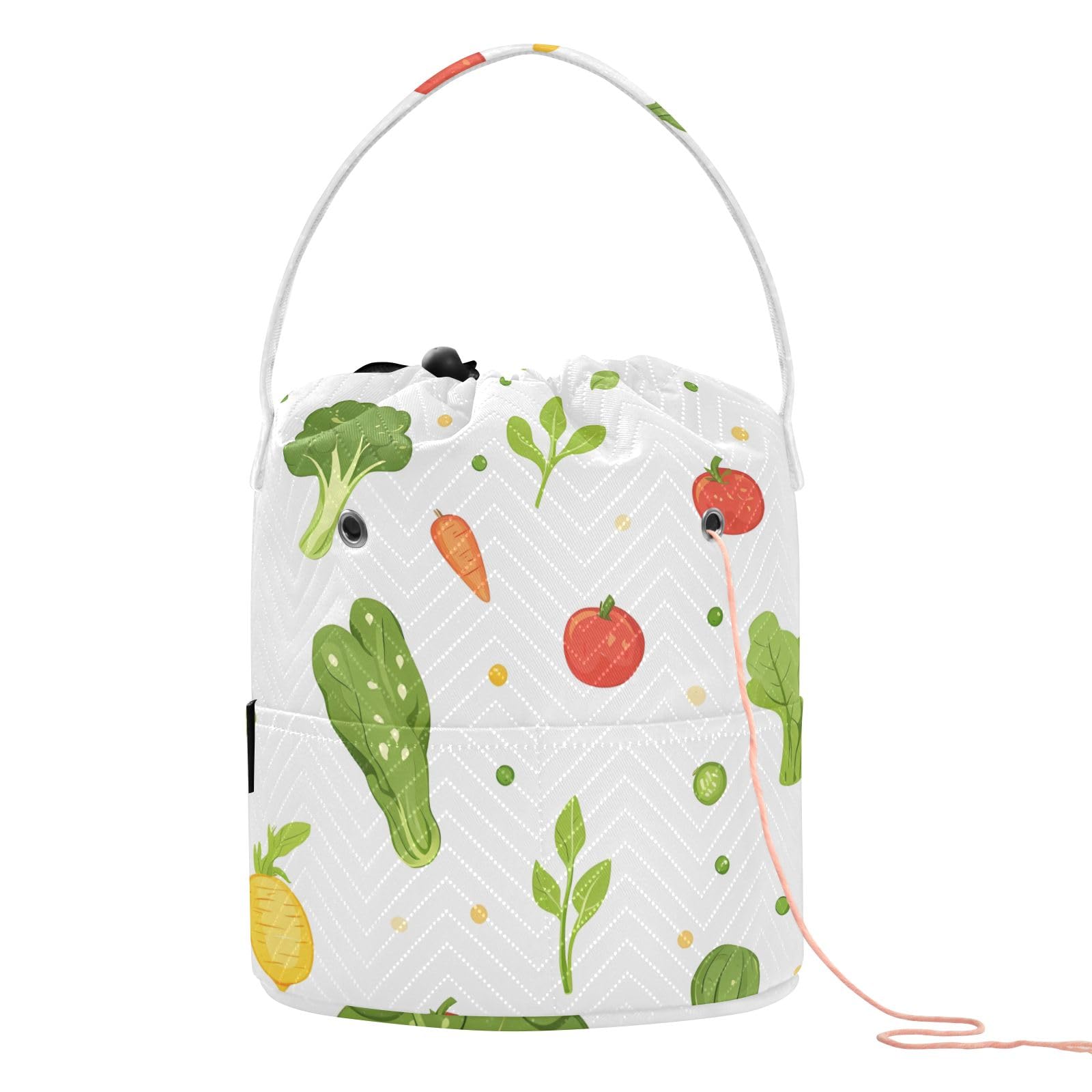 Yarn Storage Bag Small Crochet Bag Knitting Bag Organizer Vegetables White Yarn Bags for Crocheting Basket