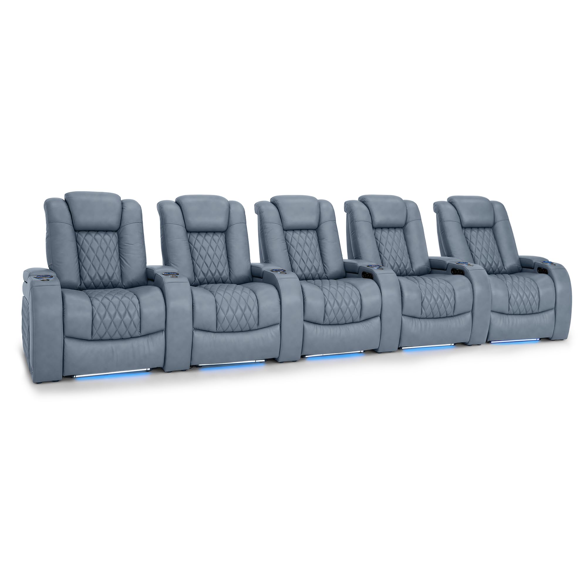 Seatcraft Diamante Home Theater Seating Smokey Blue Row of 5