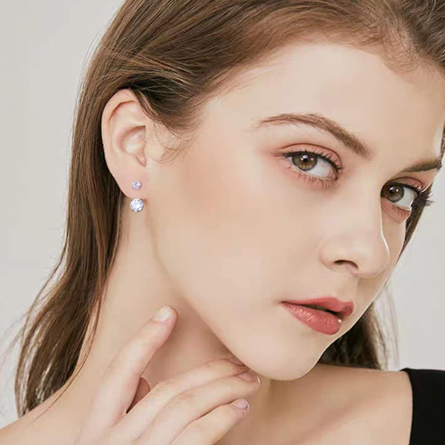 Fashionable Bridal AAA CZ Double Pear Shaped Stud Earrings Cubic Zirconia Front Back Ear Jacket Stud Earrings for Women - Image 2