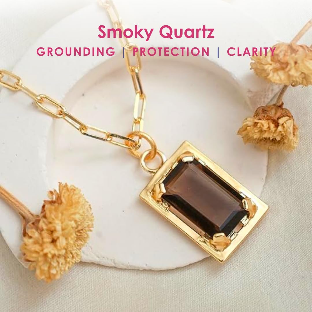 GEMPIRES Trendy Rectangular Gemstone Necklace for Women Gold Plated Dainty Pendant Adjustable Paperclip Chain Fashion Jewelry Elegant Statement Piece the Best Women Gifts - Image 3