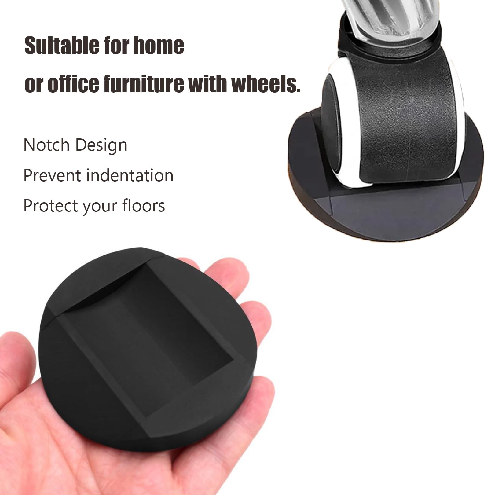 Bed Stoppers to Prevent Sliding - 4 Pack Furniture Wheel Stopper for Hardwood Floor - Rubber Caster Cups fit All Wheels of Furniture, Sofa, Bed, Chairs