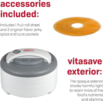 Nesco FD-60 Snackmaster Express Food Dehydrator for Great Jerky and Snacks, 4 Trays, 13.5 X 9.75, white and grey