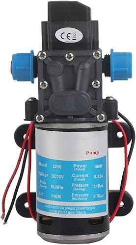 12V DC Diafragma autocebante Keenso 100W 8L/Min 160Psi Válvula inteligente de alta presión (con interruptor) para lavadora de autos Energía solar