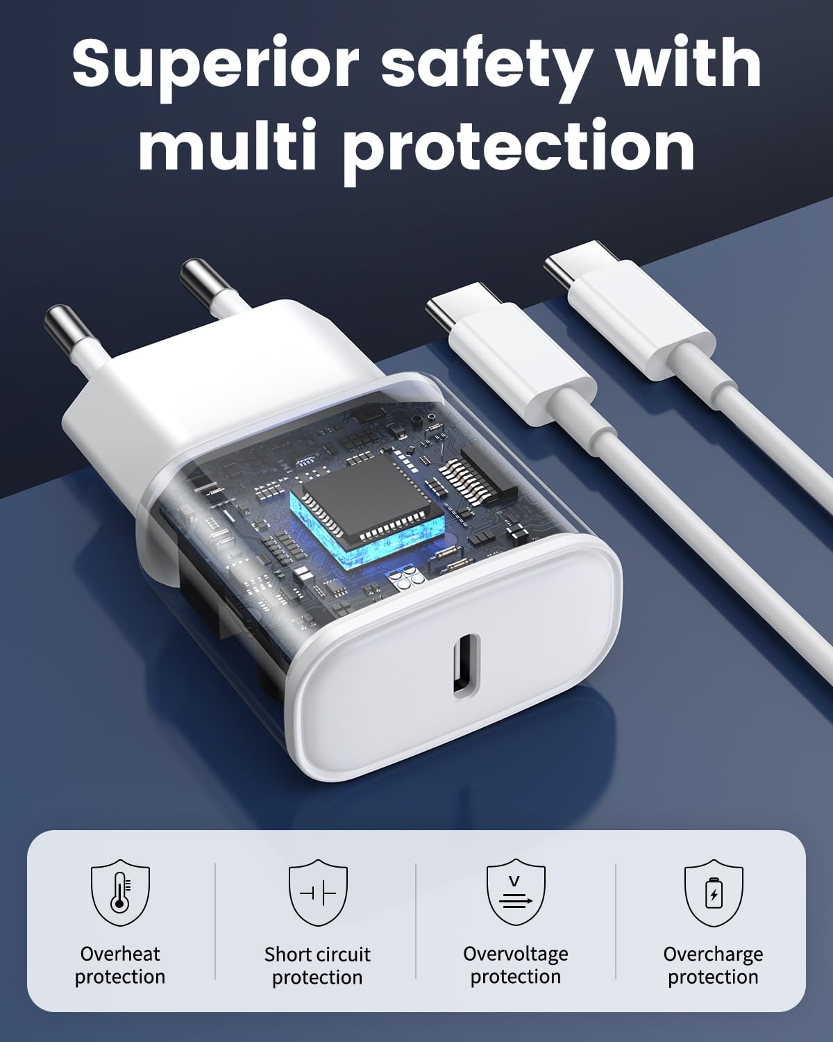 30W Chargeur Rapide Compatible Avec IPad 11/10eme Generation A16, Air/Pro/ Mini 11/12,9/13" 2020-2025 Generation 1,8M Câble Et Prise Adaptateur Alimentation