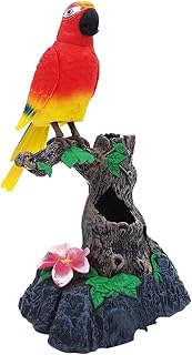 Talking Parrot Toy, Repeats What You Say Head Shaking Electronic Stimulation Electric Birds Toys, Mimicry Pet Tail Moving Sound Activated Parrot Cage Toy Electric Bird Figurine Toy for Kids Children