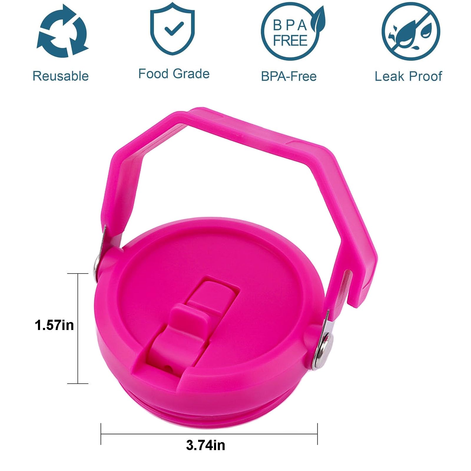 2 Pack 40 Oz Tumbler Flip Straw Lid Replacement - Leak Proof For Stanley Quencher H2.0, Rose Red