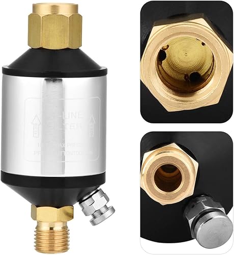 Miniatura 4 de Oumefar Compresor de aire Separador de agua, filtro de compresor de aire de entrada y salida NPT de 1/4 de pulgada, separador de agua, compresor de