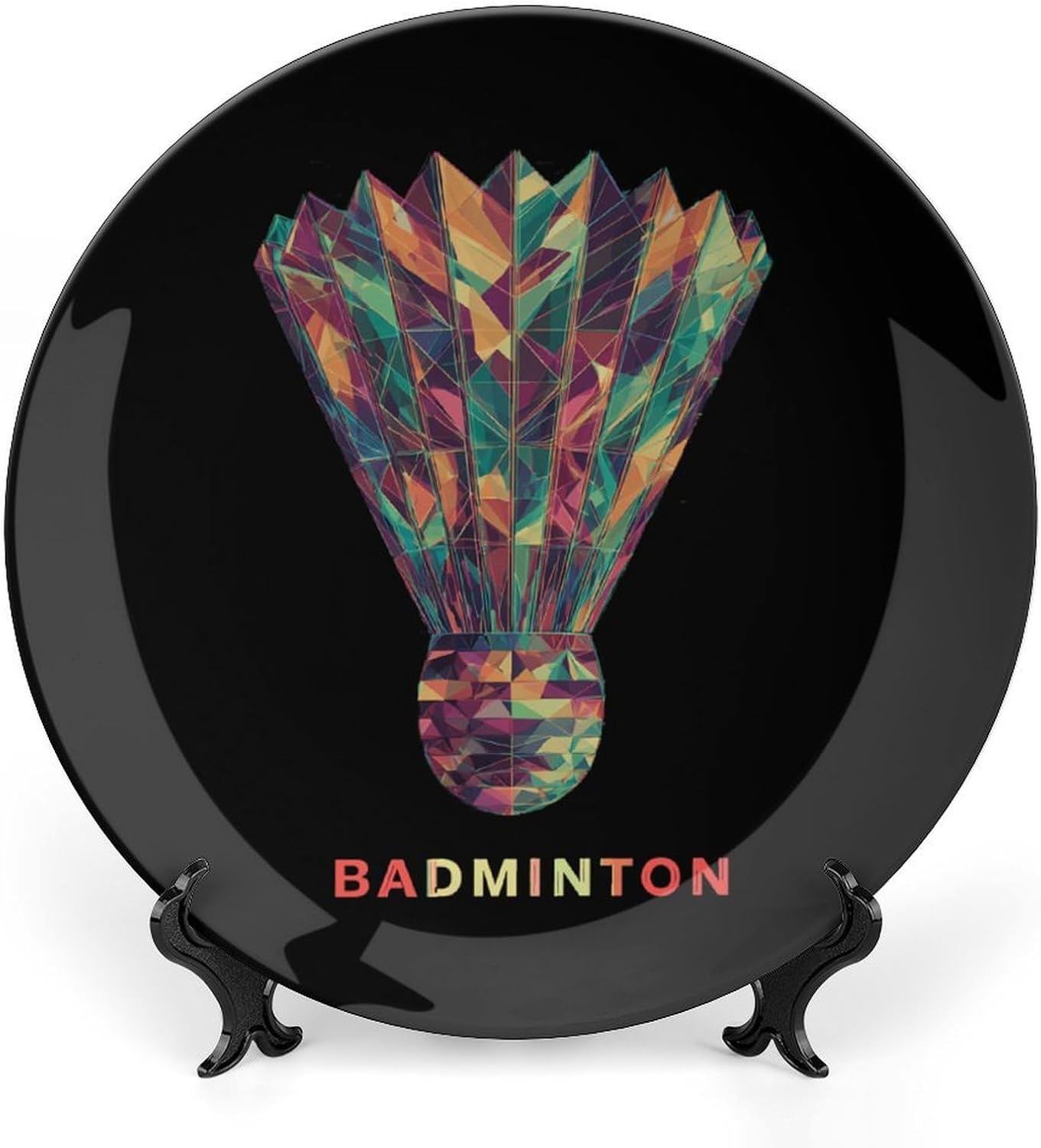Badminton Geometric Fragments Decorative Plates for Display Ceramic Plate Tray with Stand Hanger Home Decor