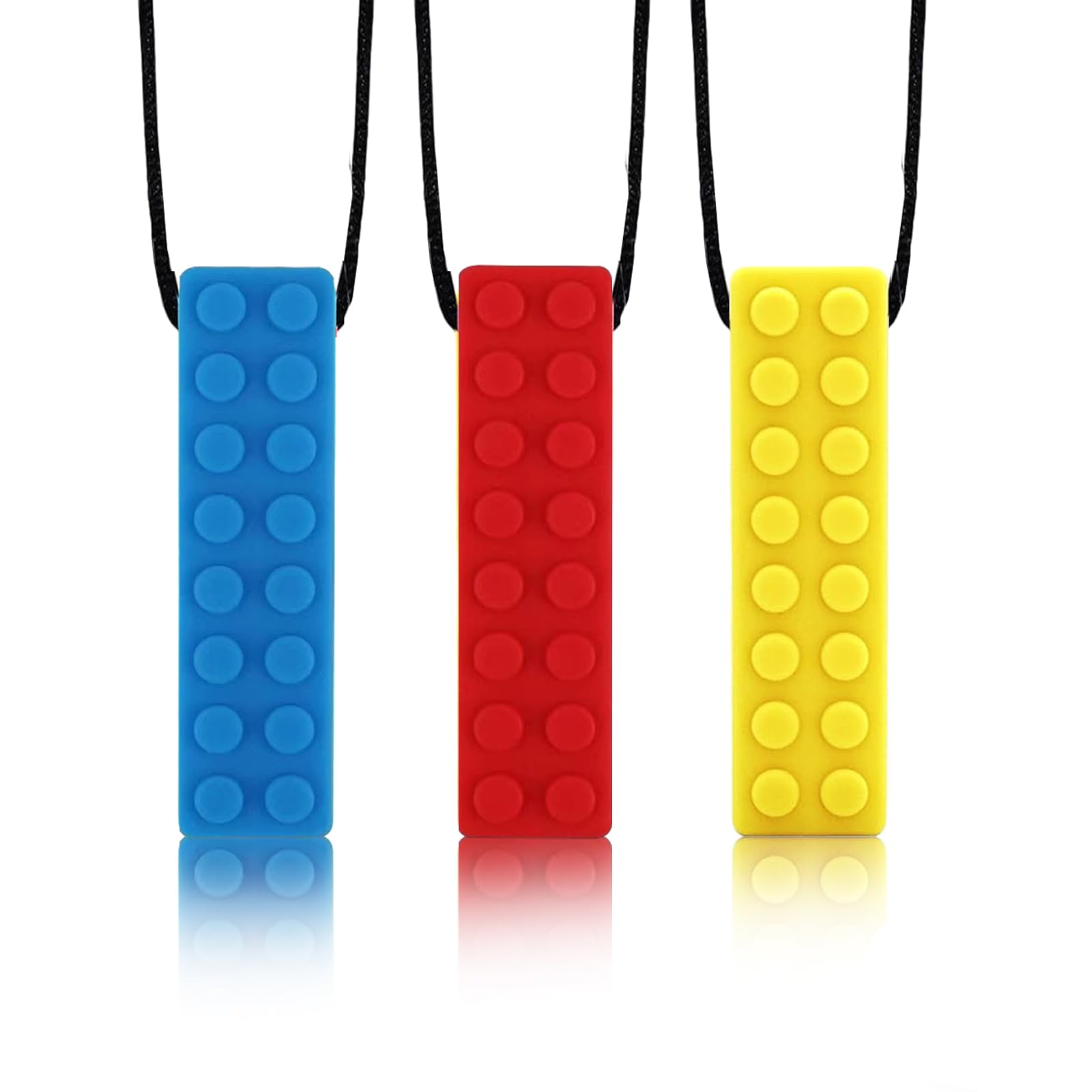 Chew Necklace, Sensory Chew Necklace Bundle for Kids with Teething, ADHD, Autism, Biting Needs, Silicone Necklace Made from Food Grade Silicone Safety, for Boys&Girls(3 PCS)