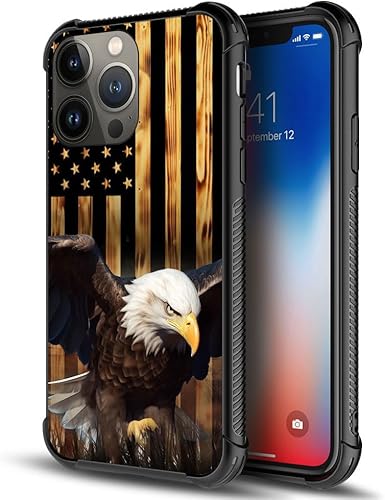 Vista 67 de Funda compatible con iPhone 13 Pro, diseño de patrón para iPhone 13 Pro, fundas para mujeres y niñas, Betsy Ross 13 estrellas de madera con bandera