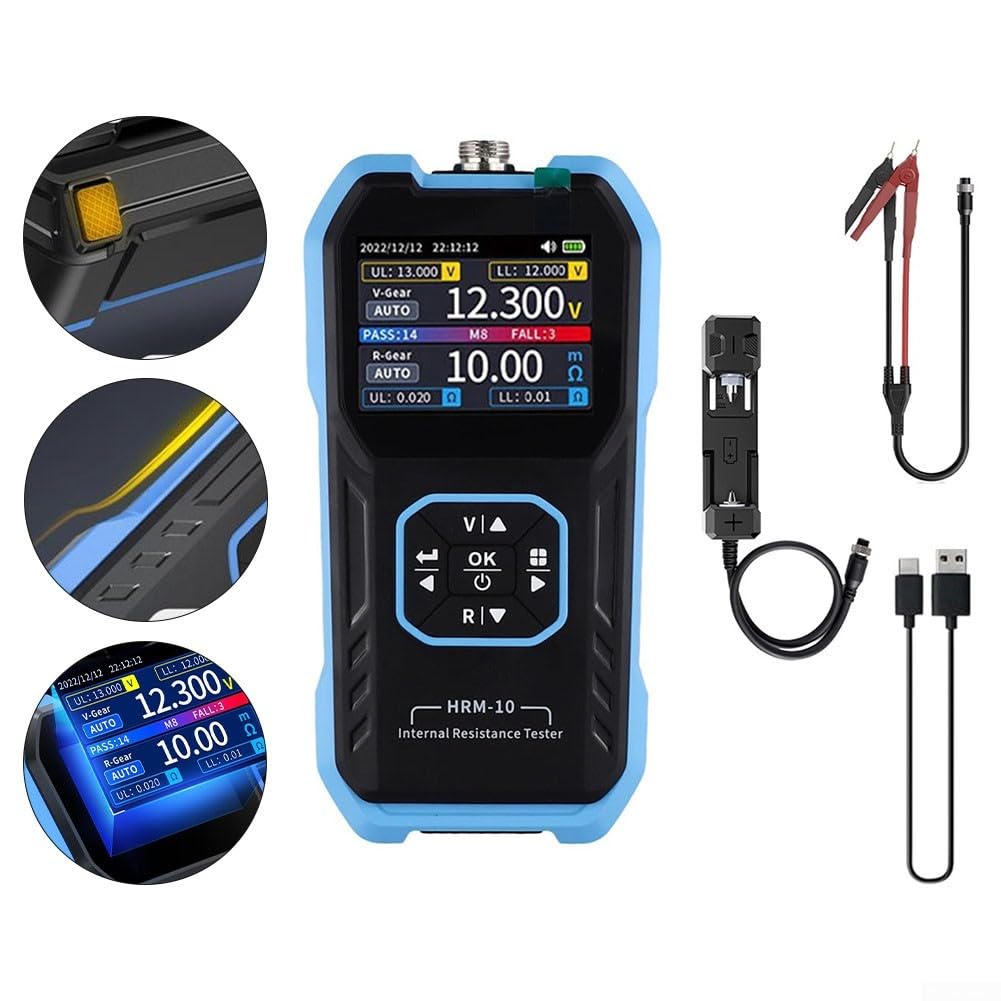 Misuratore di resistenza interna, tester di tensione della batteria HRM-10 con schermo a colori TFT, selezione a 4 fili Kelvin per celle al litio