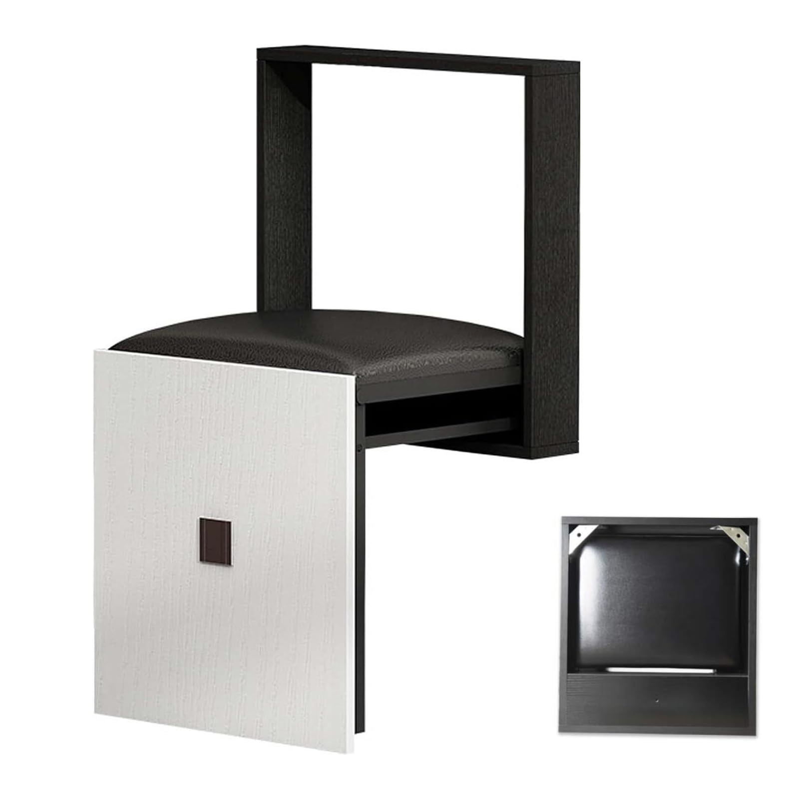 Chaise pliante de couloir invisible stable avec assise noire confortable