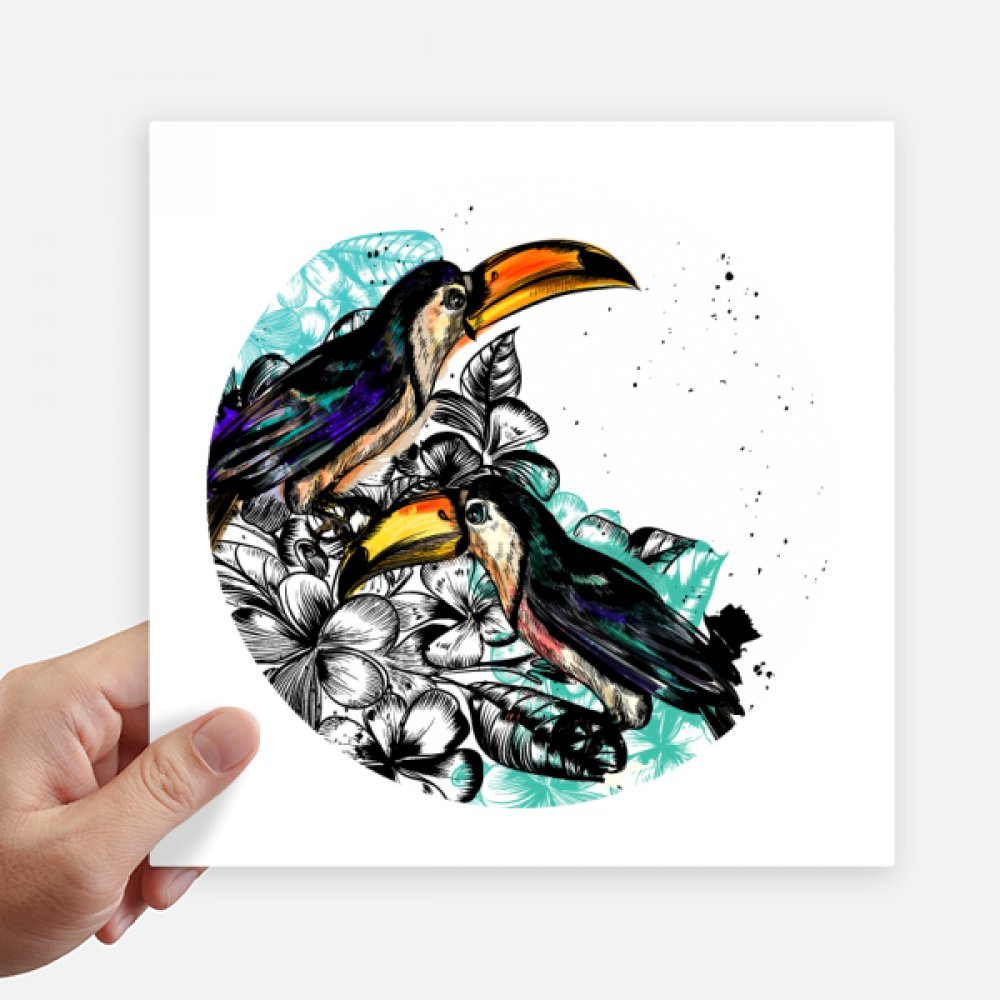 Autocollants oiseau tropical carrés DIYthinker peints à l'encre pour mur et pc