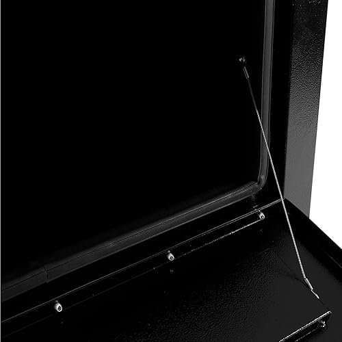 Miniatura 4 de confote Caja de herramientas negra de acero para debajo de la carrocería de camiones con cerradura de T, caja de almacenamiento resistente para