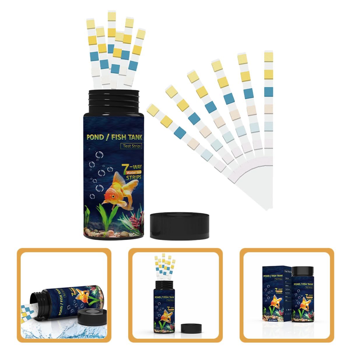 Zerodeko 4 Set Strisce Reattive per La qualità dell'Acqua Strips di Prova per L'acqua della Piscina Kit Pescare Strisce per Il Test dell'Acqua Strisce Reattive per Acquario PVC 50 Pezzi*4