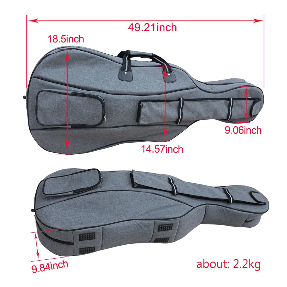 Custodia per violoncello 4/4 per violoncelli elettrici classici, resistente, impermeabile, con cinghie, imbottitura in schiuma ad alta densità, fodera in velluto, tasche in colofonia per
