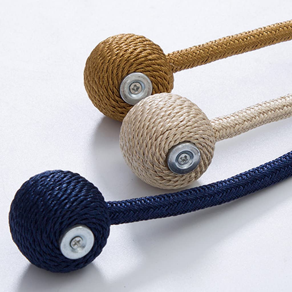 Pièces Embrasses de Rideau Magnétiques, Clips de Boucle de Porte-Rideau Attaches de Draperie en Corde avec Aimant Fort et Durable pour la Décoration de Bureau à Domicile Beige (Laiton)