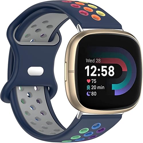 BANLOUKA Correas de arco iris compatibles con Fitbit SenseSense 2Versa 3Versa 4 para mujeres y hombres, correa de repuesto de silicona suave
