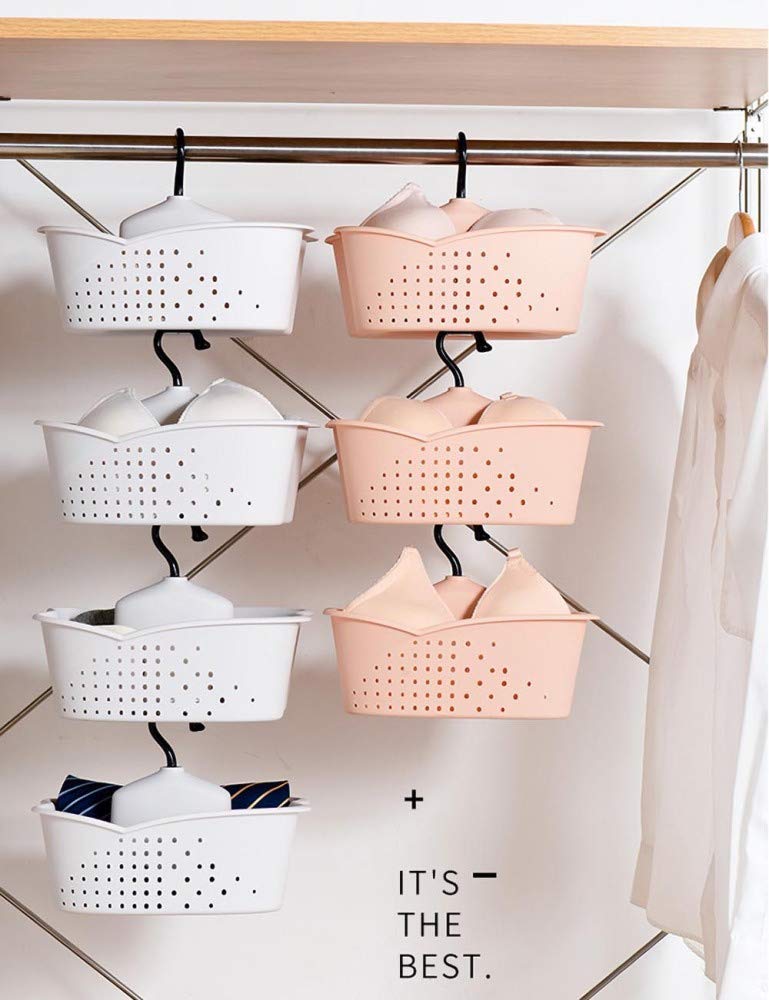YJDQYGSNJ Estanteria Colgante en Tela,Pilas Rotación Cuna Estantería Colgante Plegable,Alojamiento Ropa Interior Calzoncillos una Buena Ventilación/blanco / 4 Piece