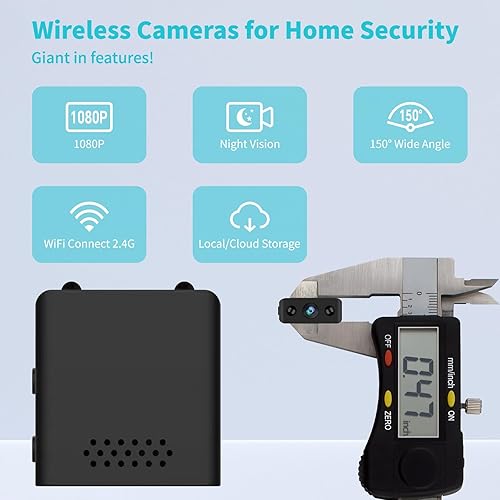 Miniatura 2 de Mini cámara de seguridad para interiores 2025 con WiFi 1080P Micro HD con gran angular, almacenamiento en la nube y SD, visión nocturna, cámaras