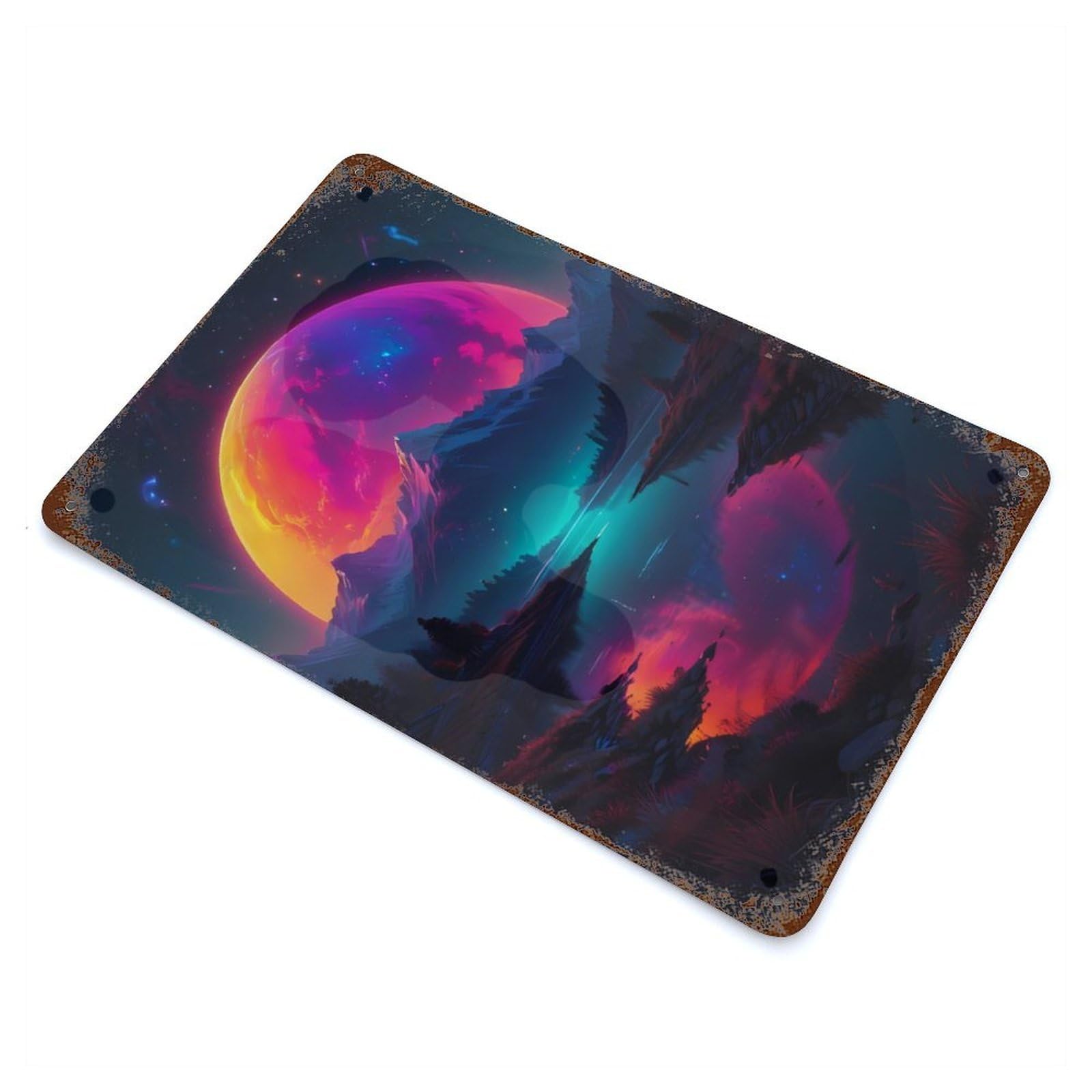 Neon Moon Rustic Tin Plaque 11.8"x7.9", Novelty Wall Decor for Garage, Pub Or Kitchen