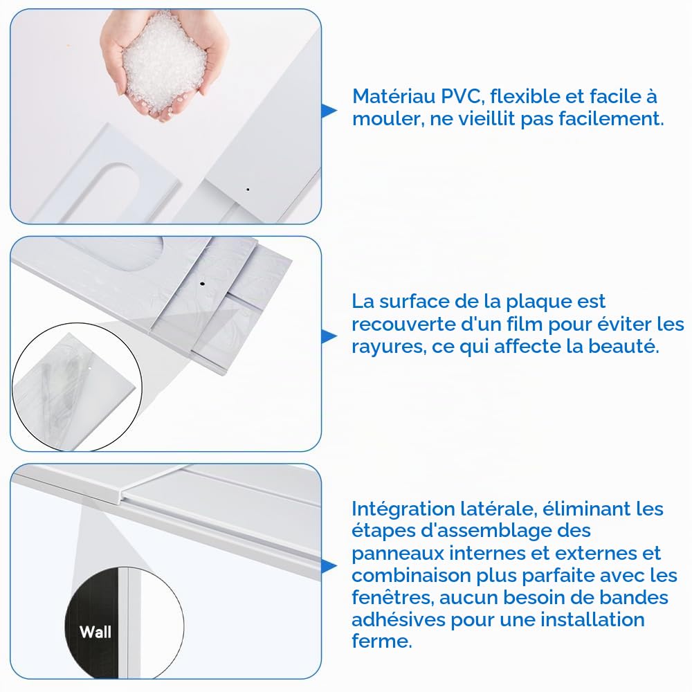 4PCS Kit de Plaque Fenêtre Climatiseur Mobile pour diamètre 13/15cm, Kit de ventilation de fenêtre pour climatiseur portable, Pare-Brise de climatiseur de Plaque de kit