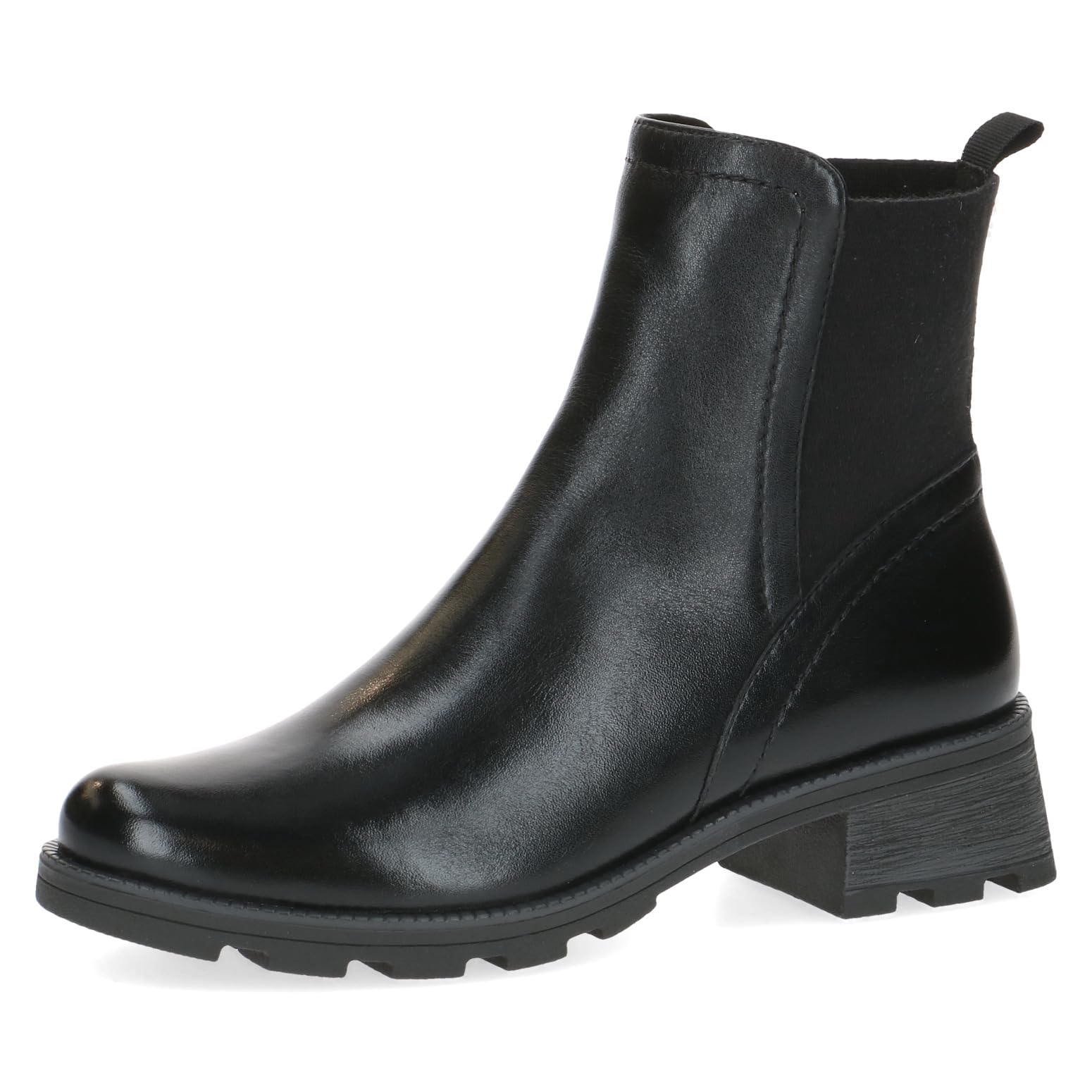 CAPRICE Women's ankle boots with heel Airmotion made of leather Block heel Width G, Black (Black Nappa), 5.5 UK