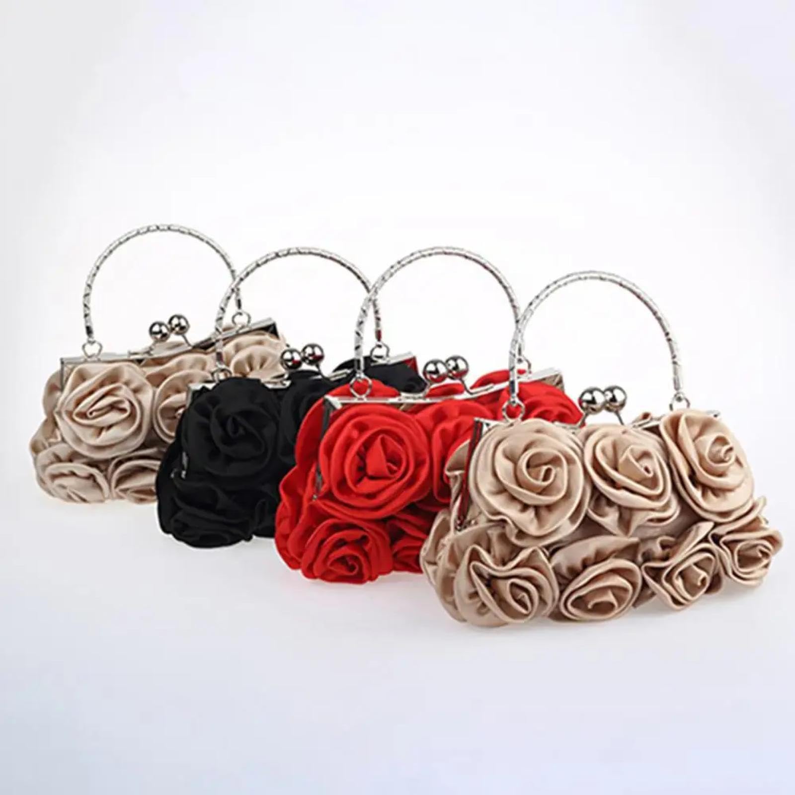 Abendtasche Damen Clutch Frauen Abend Tasche Mode Rose Blumenmuster Handtasche Braut Clutch Tasche Für Hochzeit Abend Party Weiß