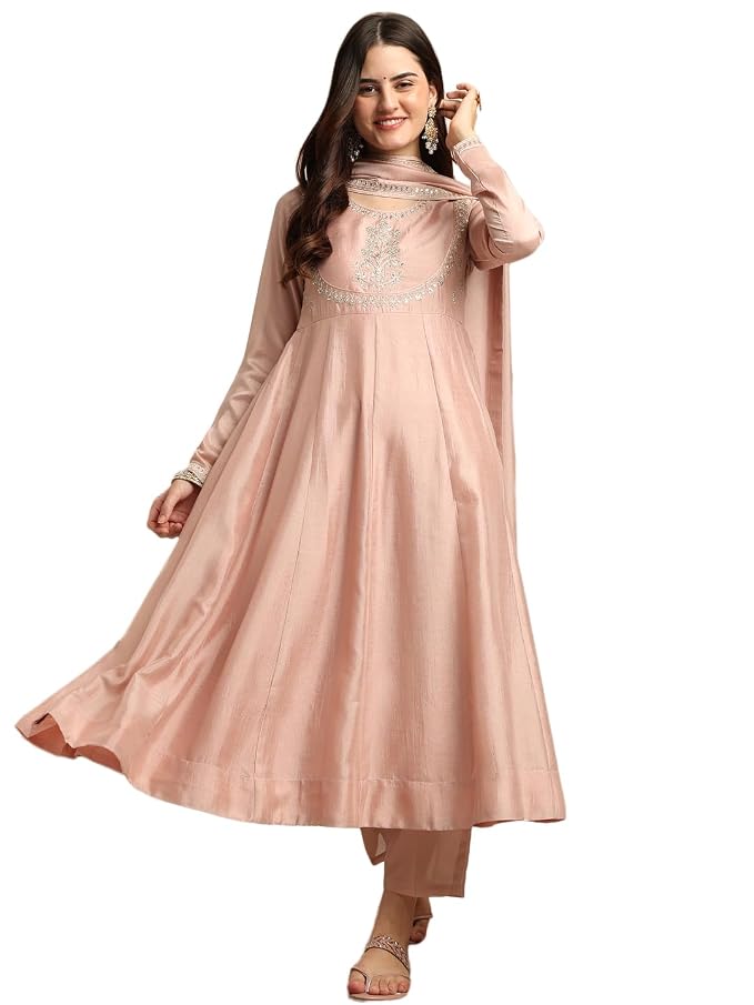 MOKOSH Silk Embroidery Anarkali Set with Dupatta