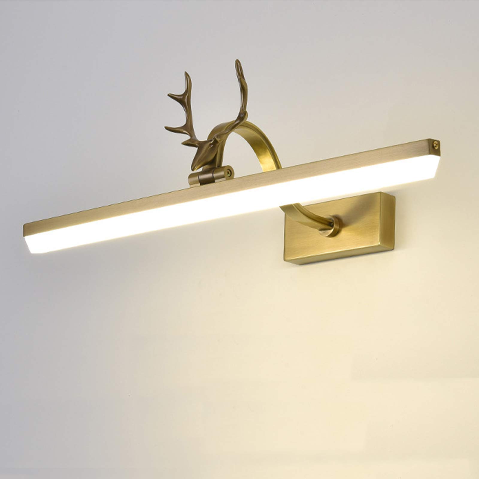 Lampa łazienkowa LED w stylu vintage, wodoodporna mosiężna lampa ścienna IP44, neutralna biała lampa lustra z regulowanym akrylowym kloszem 240 stopni, oświetlenie makijażu