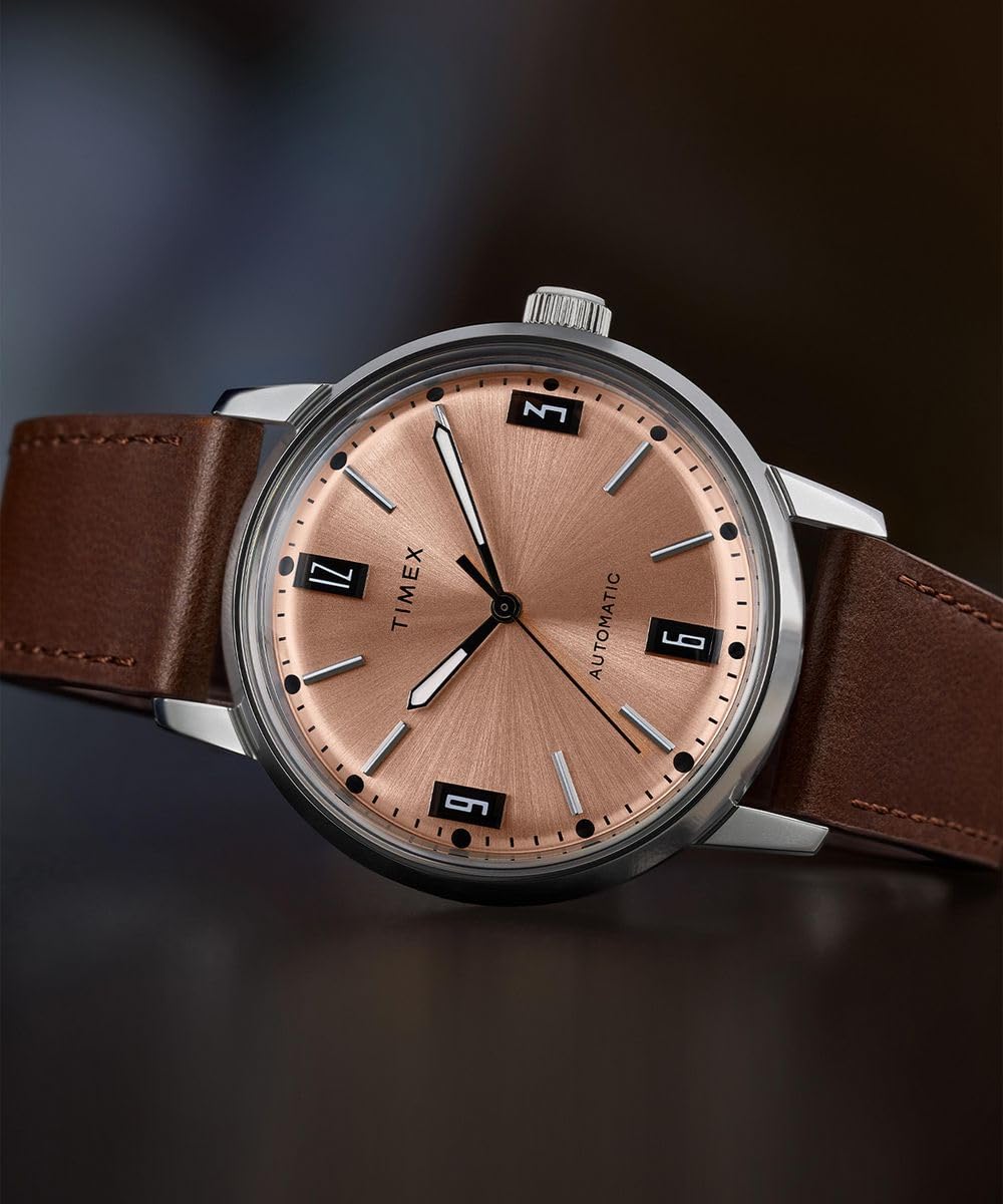 Timex Men's Analogue Automatic Watch with a Leather Strap Marlin Automatic