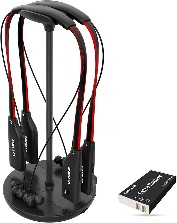 SIMOLIO 2.4GHz Funkkopfhörer Kabellos für TV, Dual Kabellose Kopfhörer für Fernseher für